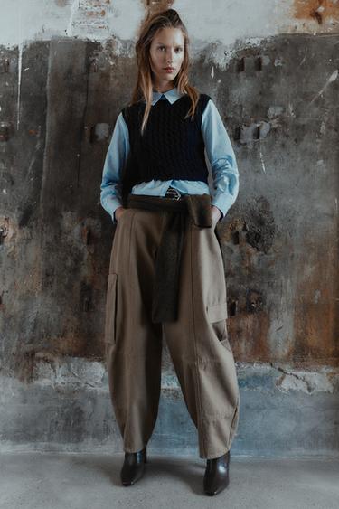 BALLOON CARGO TROUSERS - Brown / Taupe by Zara