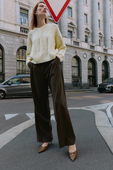 Zara 扣環露跟鞋 - 棕色