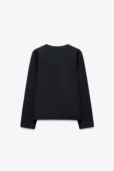 PLAIN DOUBLE-BREASTED CARDIGAN - Navy blue by Zara - Image 3
