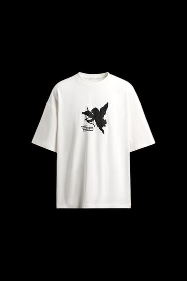 RUBBERISED PRINT T-SHIRT - Oyster-white by Zara - Image 0