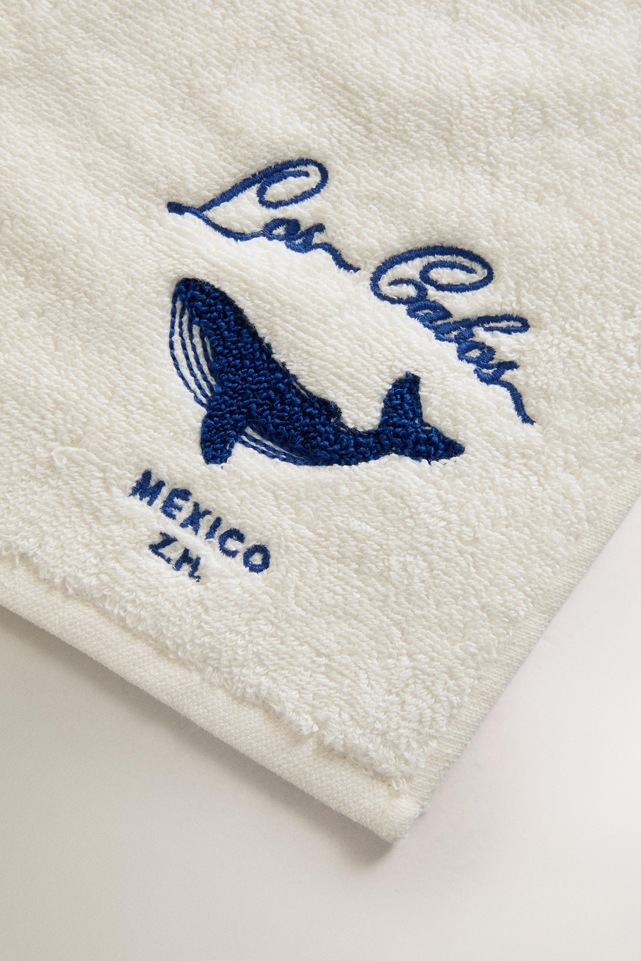 SERVIETTE DE BAIN BRODERIE BALEINE