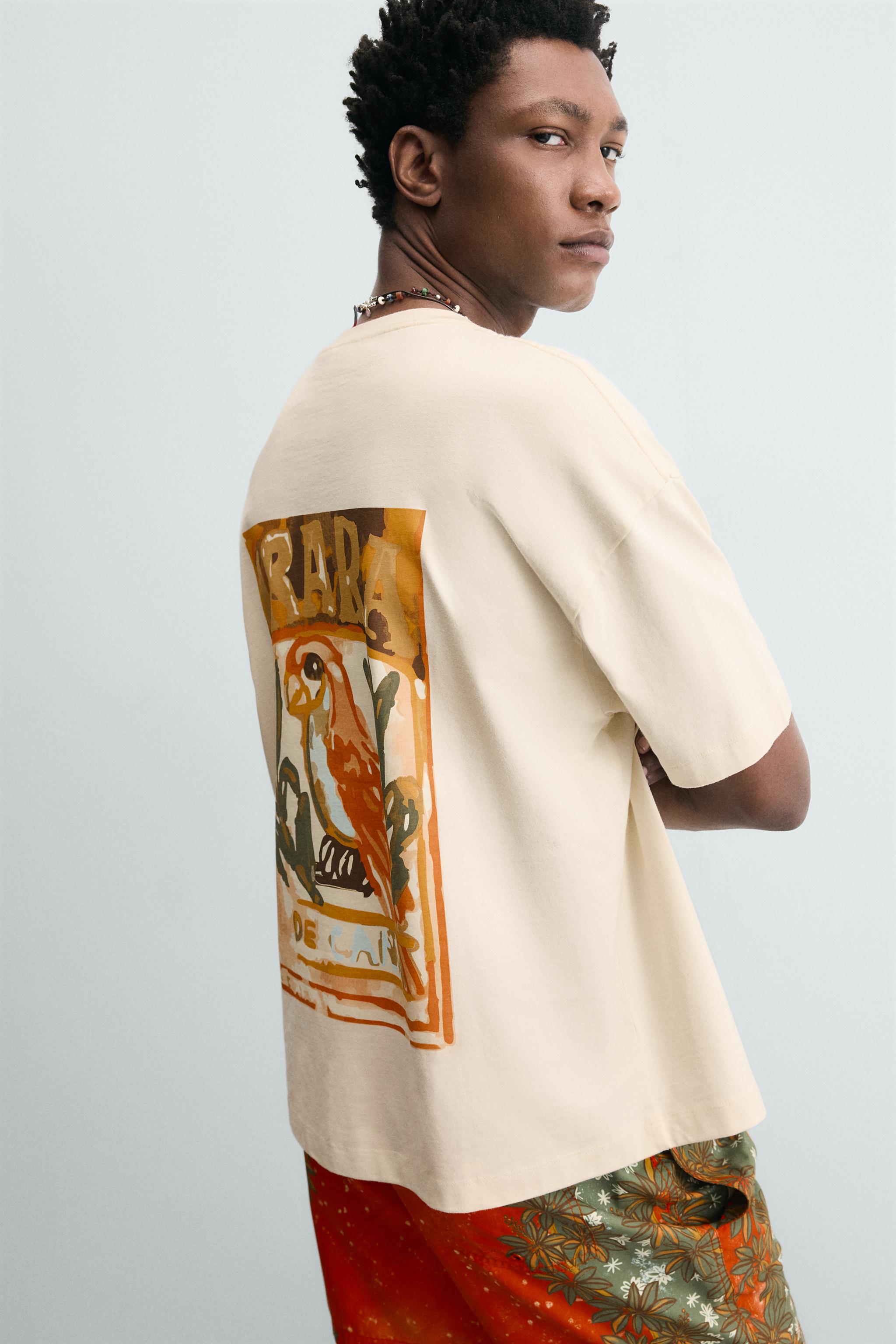 CONTRAST PRINT T-SHIRT GABRIEL AZEVEDO X ZARA - Oyster-white