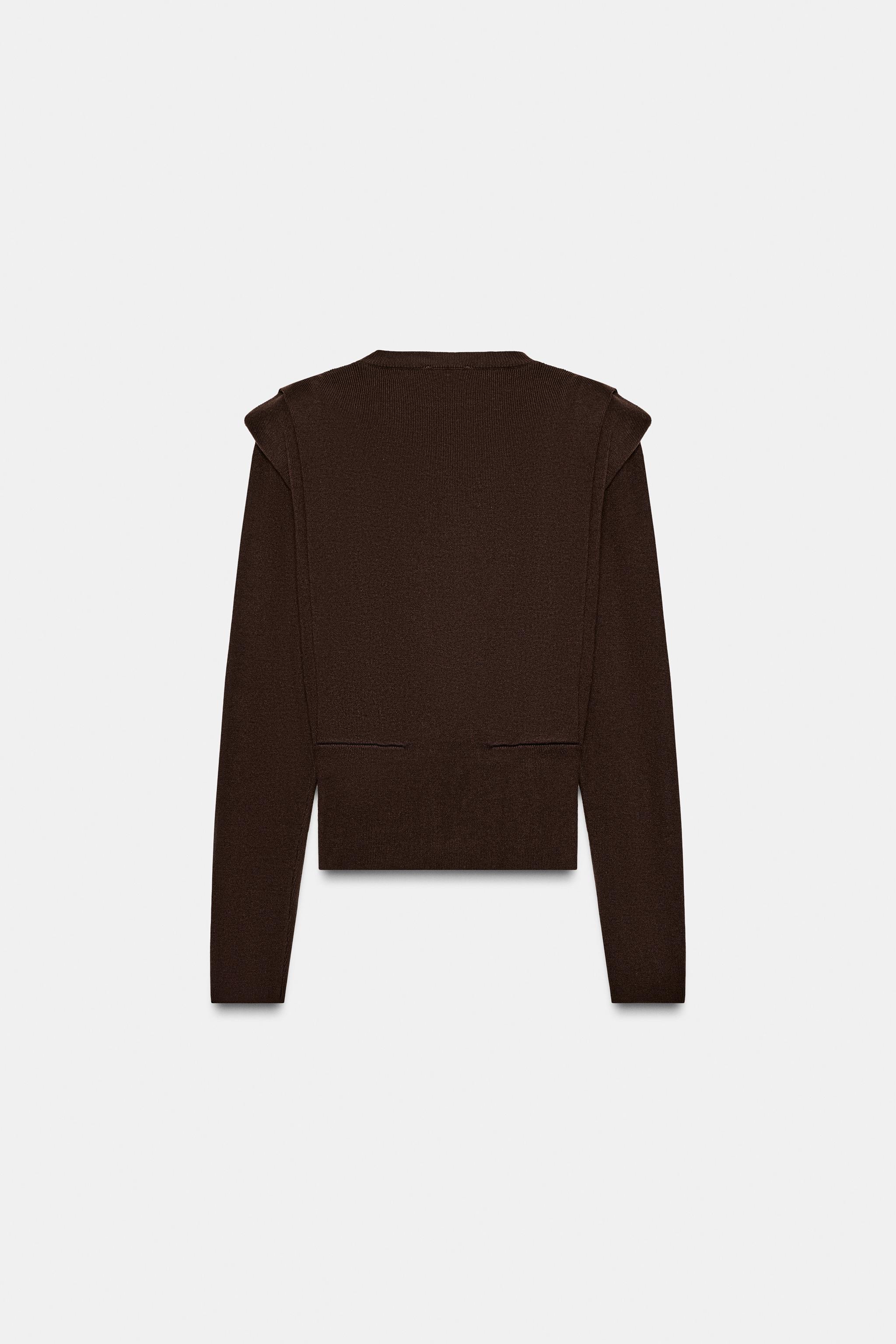ニットセーター、肩パッド入り - ブラウン | ZARA Japan / 日本