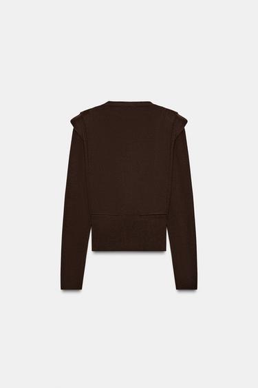 PULL EN MAILLE À ÉPAULETTES - Marron de Zara - Image 5