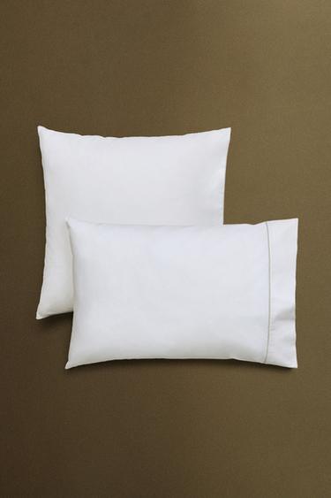 PILLOWCASE WITH PIQUÉ PIPING - Grey by Zara - Image 0