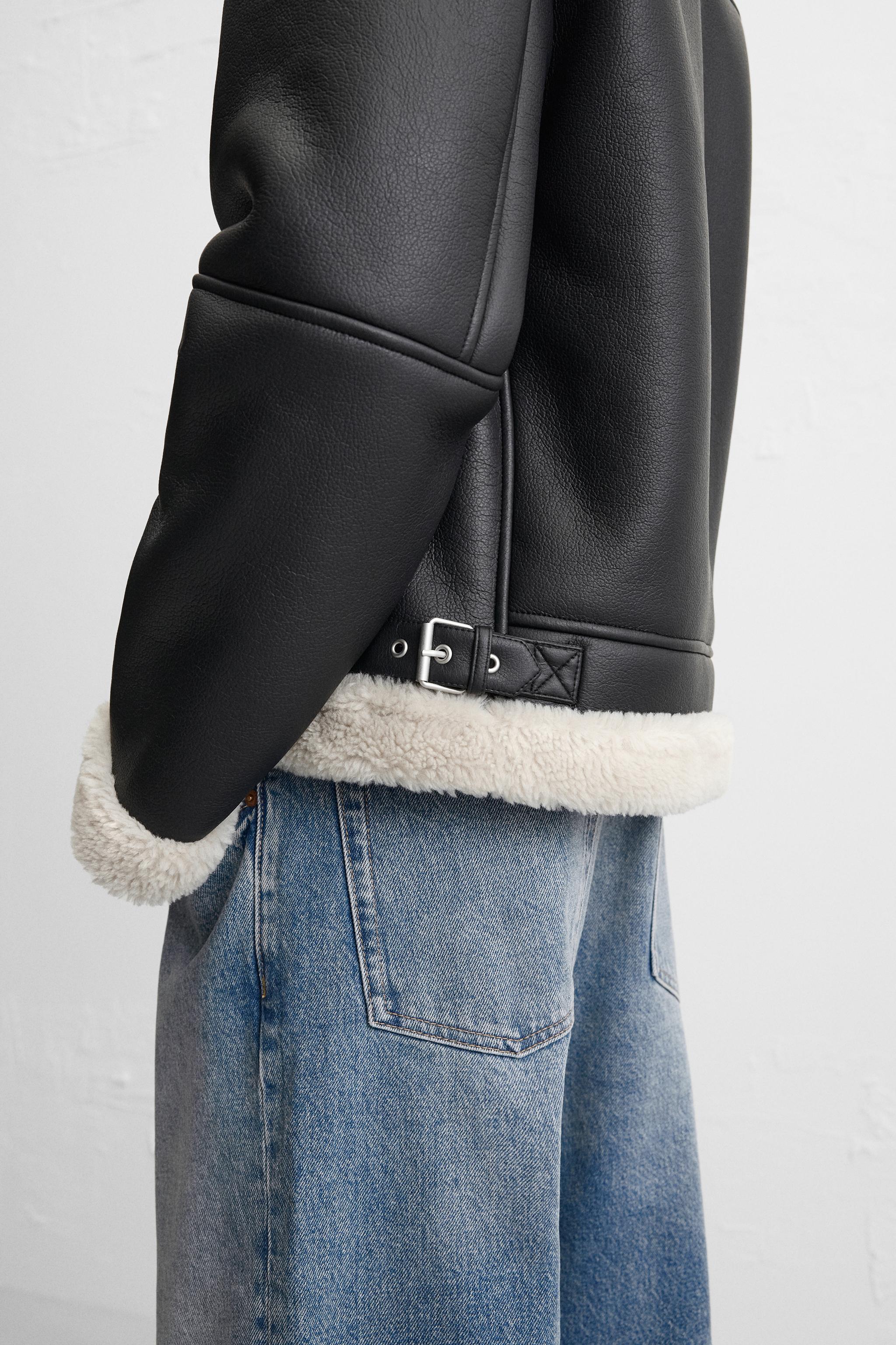 ダブルフェイス フェイクレザージャケット - ブラック | ZARA