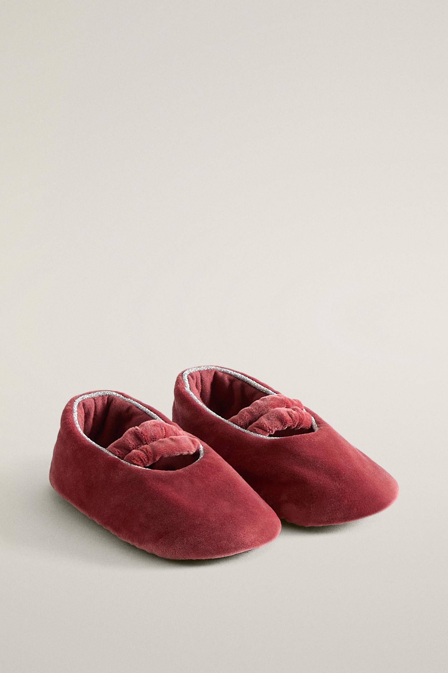 Детские балетки Zara Velvet Ballet, цвет: Красный — фото 2