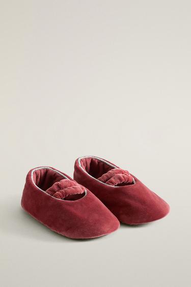 KIDS' VELVET BALLET FLATS — Red 2