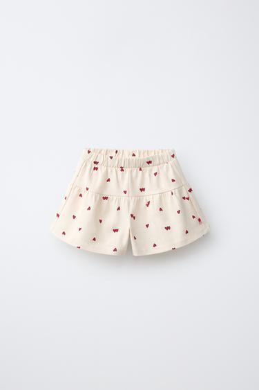 PRINTED PLUSH BERMUDA SHORTS - Red by Zara