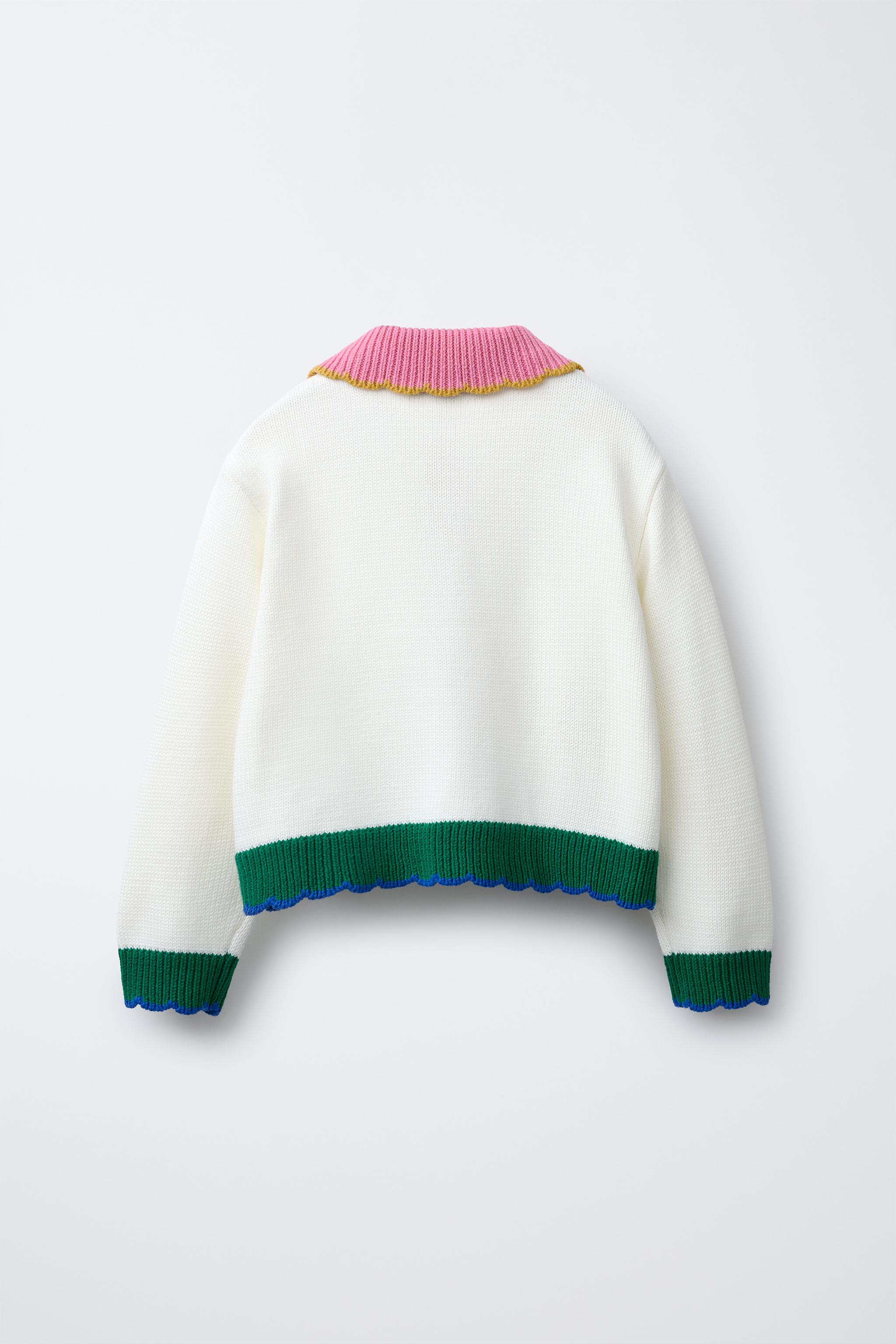 コントラストニットカーディガン - エクリュ | ZARA Japan / 日本