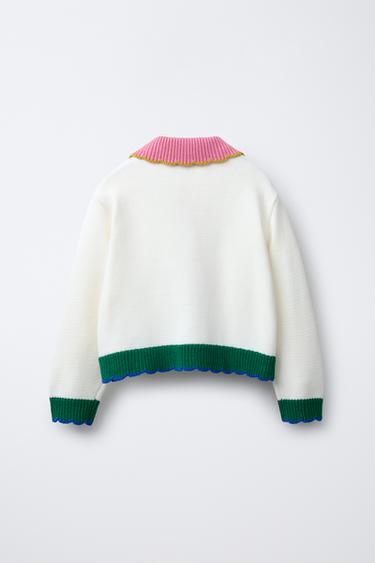 CONTRAST CARDIGAN - Ecru by Zara - Image 1