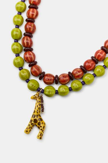 PACK OF 2 NECKLACES WITH GIRAFFE AND BEADS - Multicoloured by Zara - Image 2