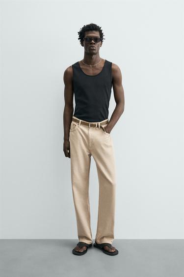 جينز خفيف من القطن والقنب - بيج فيجوريه الخاص بـ Zara - صورة 0