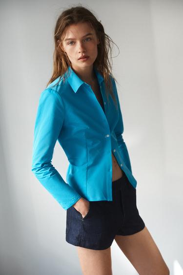 ДЖИНСОВЫЕ ШОРТЫ TRF СО СРЕДНЕЙ ПОСАДКОЙ — ТЕМНЫЙ ИНДИГО от Zara