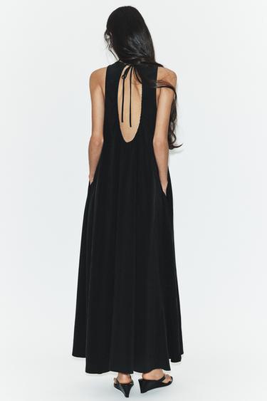 FLOWING MIDI DRESS - Black by Zara