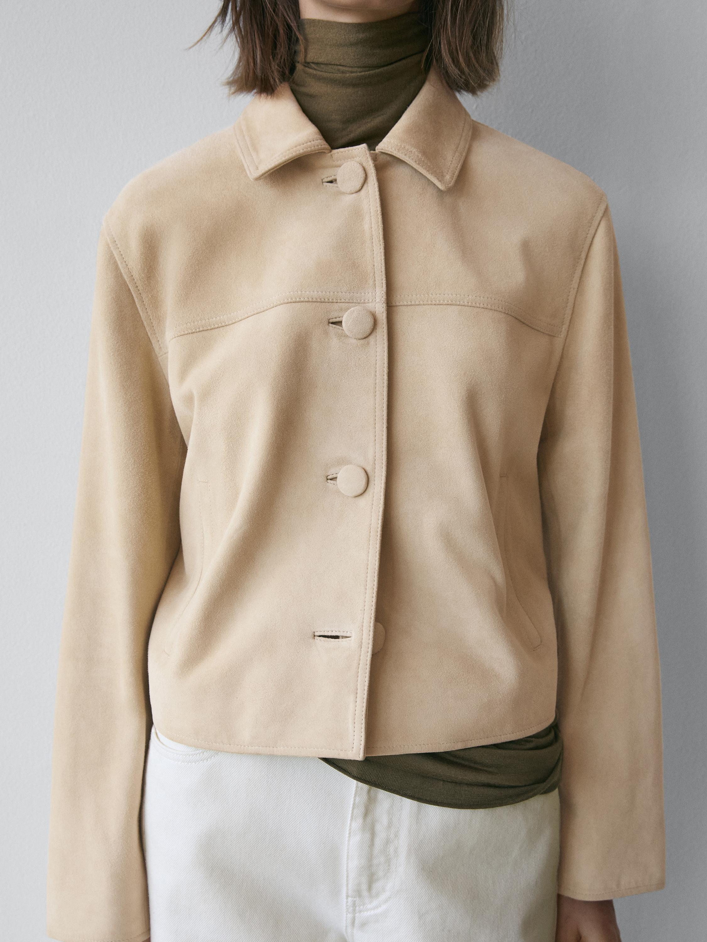 Short suede leather jacket