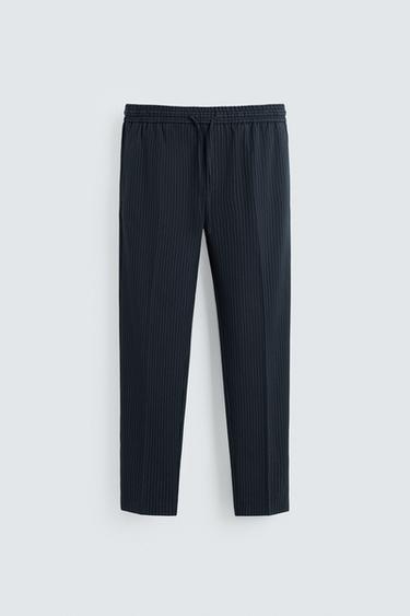 COMFORT FIT JOGGER WAIST TROUSERS - Stripes by Zara