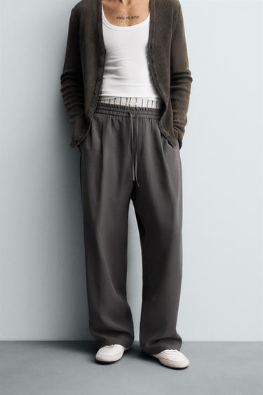FLOWING TROUSERS WITH STITCHING - Dark grey de Zara - Image 1