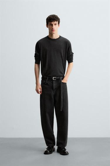 TAPERED WIDE-LEG JEANS - Black by Zara - Image 0