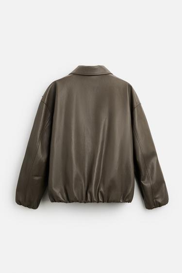 LEATHER EFFECT JACKET - Grey by Zara - Image 5
