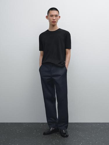 Camiseta manga corta con lino - Negro de Zara