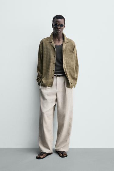 CREASED-EFFECT TEXTURED SHIRT - Beige by Zara