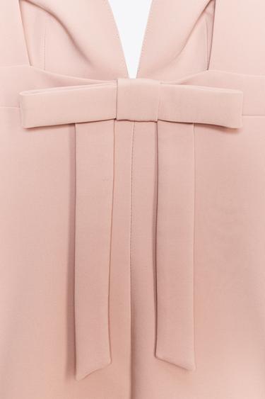 SHORT ELASTIC DRESS WITH BOW - Faded pink by Zara - Image 7