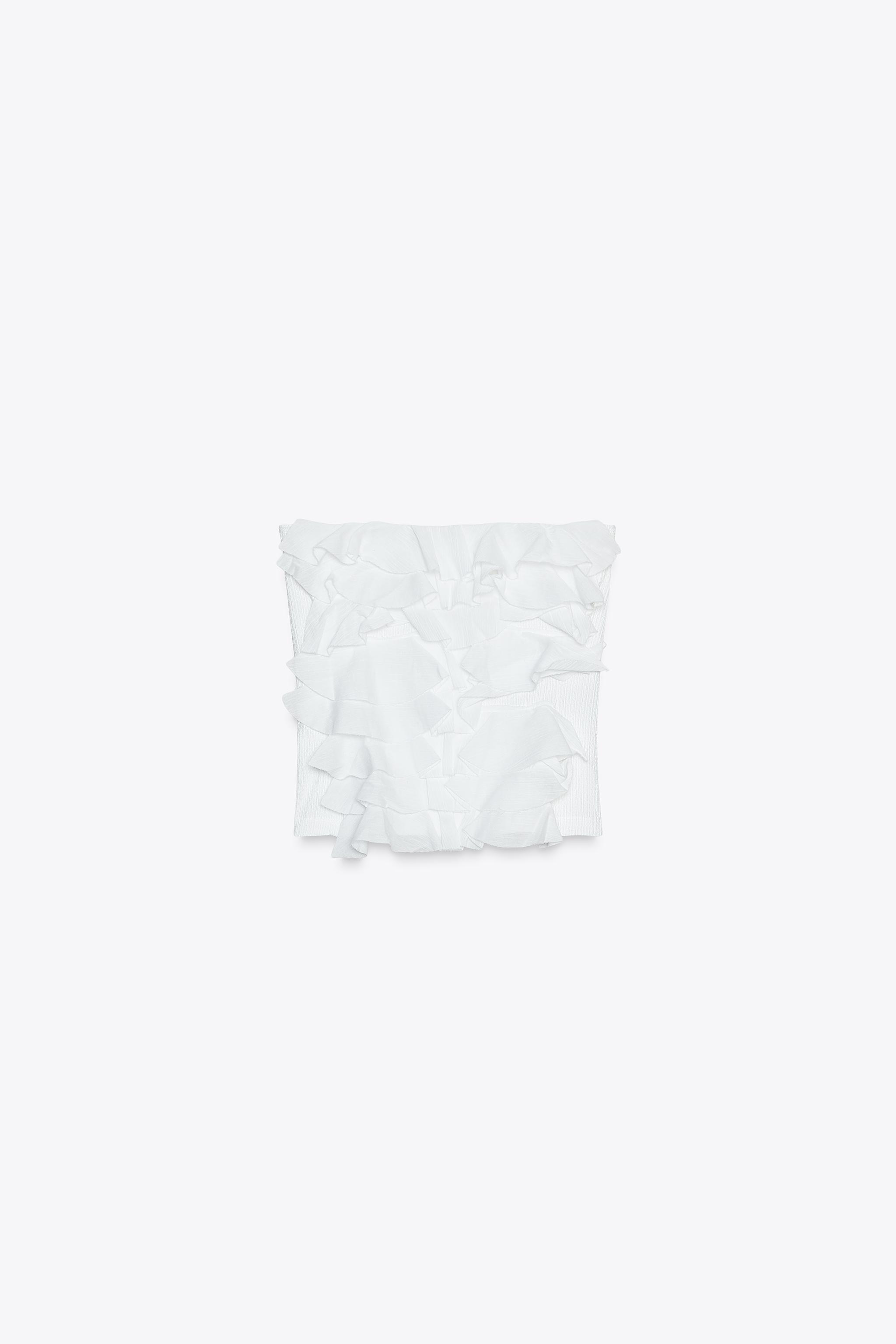 フリル付きストラップレストップス - ホワイト | ZARA Japan / 日本