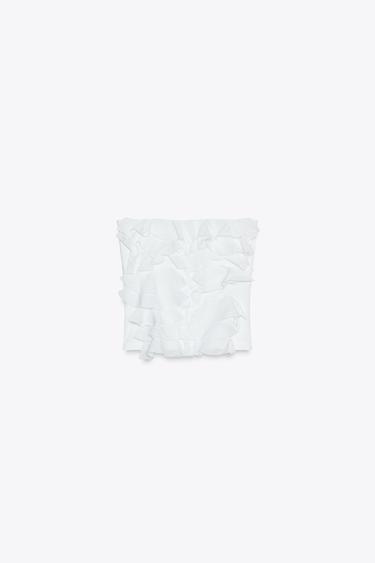 STRAPLESS TOP WITH RUFFLES - White by Zara - Image 1