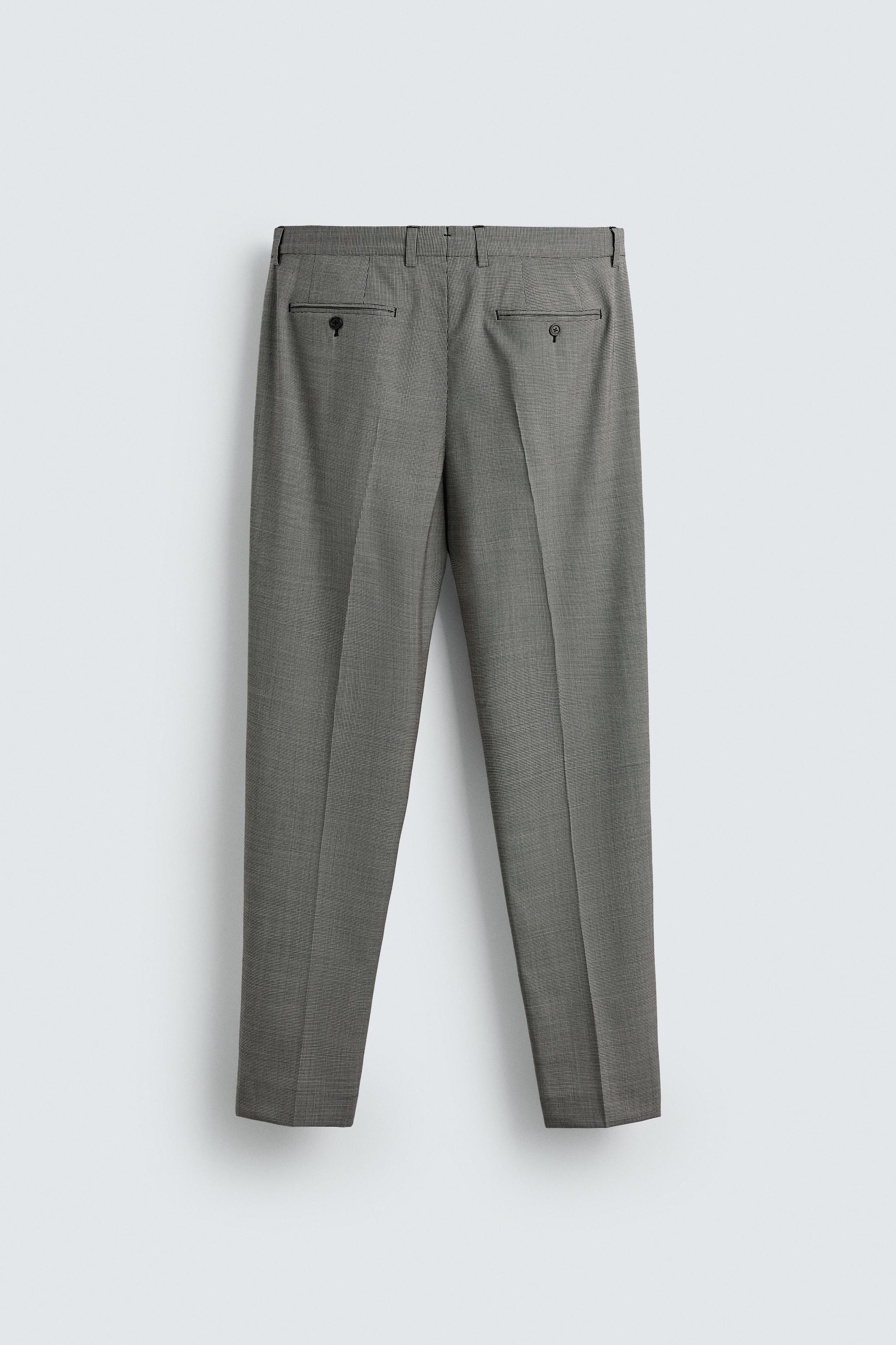 PLAID WOOL BLEND SUIT PANTS
