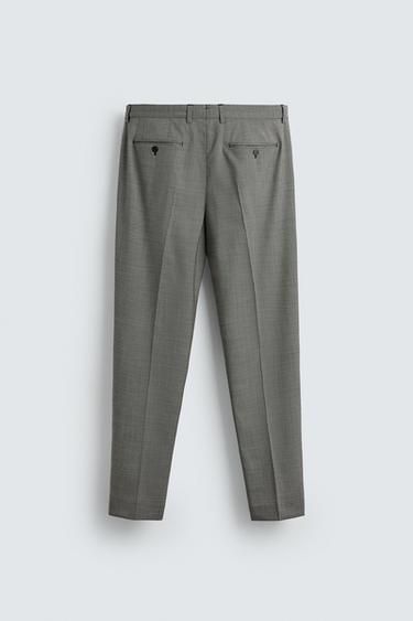 PANTALON DE COSTUME À CARREAUX EN MÉLANGE DE LAINE - Noir / Blanc de Zara - Image 5