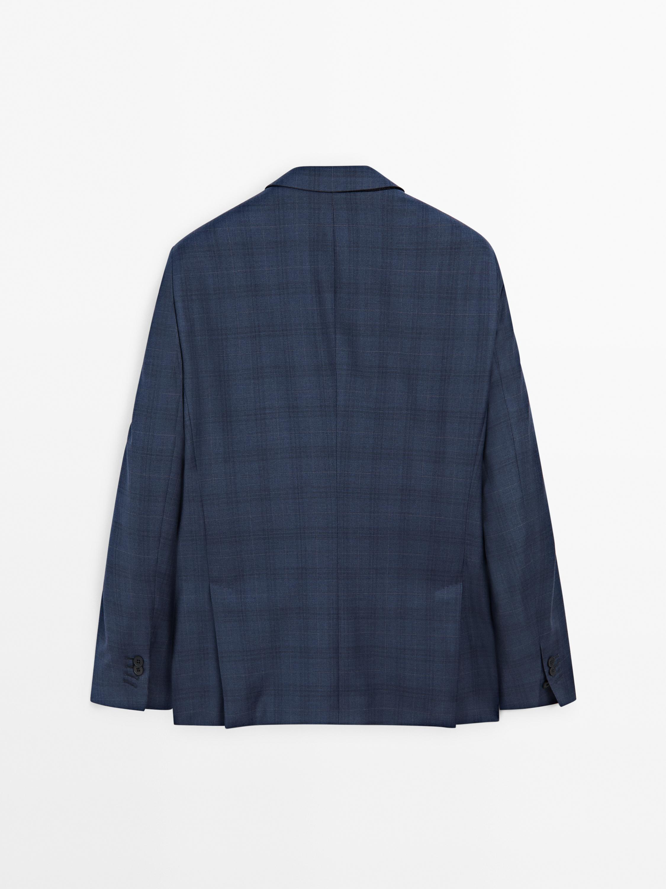 Check wool blend suit blazer - Blue | ZARA United States Check wool blend suit blazer - Blue | ZARA United States