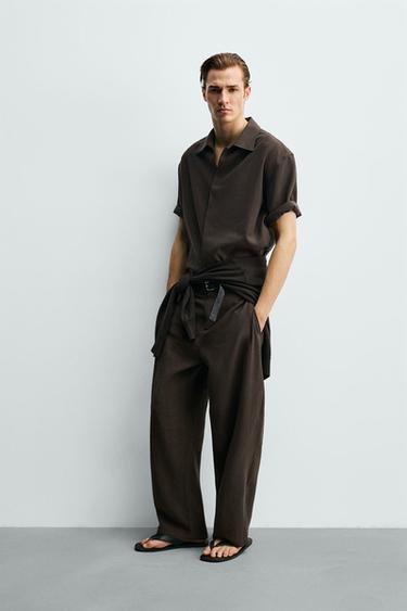 FLUID RELAXED FIT SHIRT - Brown by Zara - Image 3
