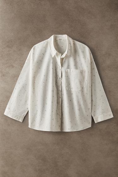 CHEMISE FLEURS - Écru de Zara - Image 5