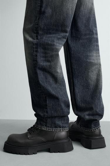 데미지 볼륨 레이스업 부츠 - Zara 그레이