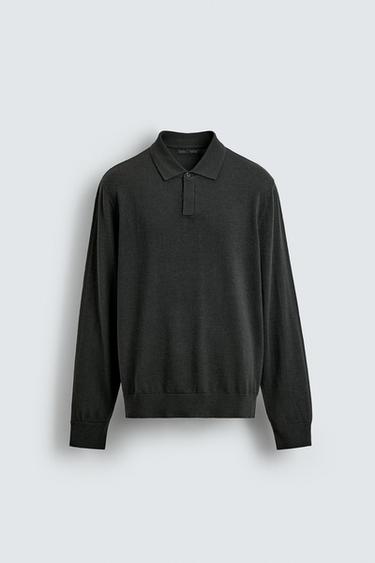 POLO VAN 100% WOL - Donkergrijs van Zara