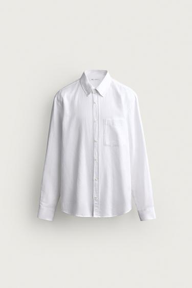 CAMISA REGULAR FIT LINO - ALGODÓN - Blanco de Zara