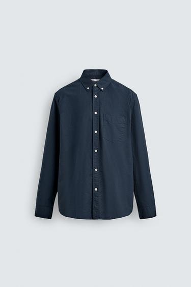 Zara REGULAR FIT OXFORD SHIRT - Navy blue