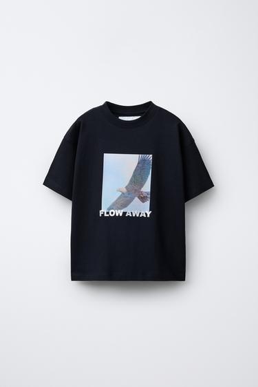 EAGLE PHOTOGRAPHIC PRINT T-SHIRT - Black by Zara - Image 0