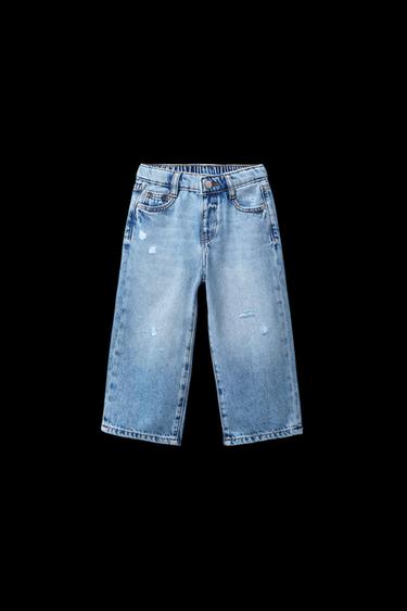 Zara STAR APPLIQUÉ WIDE LEG JEANS - Mid-blue - Image 0
