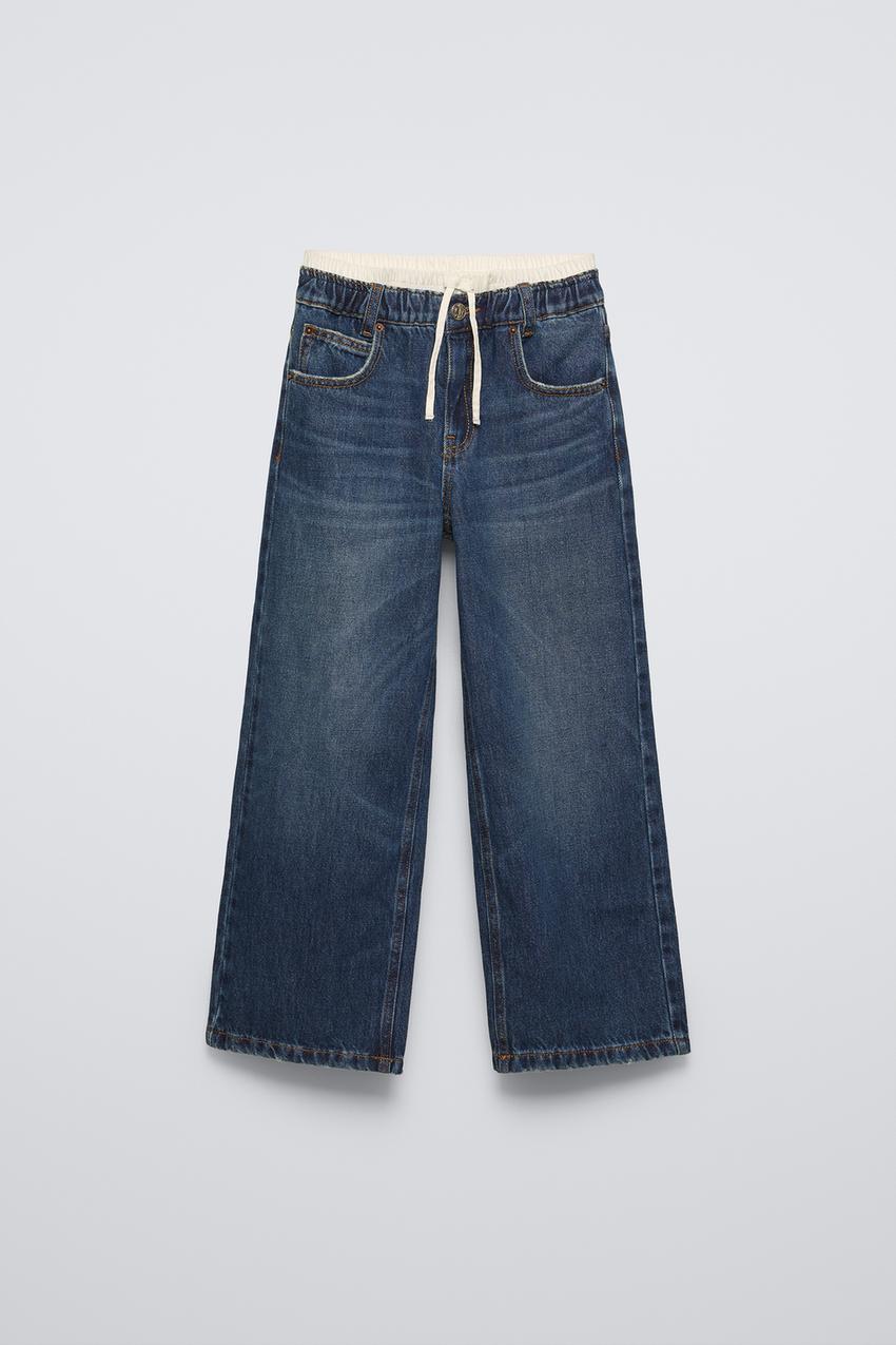 DOUBLE WAISTBAND WIDE-LEG JEANS