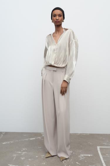 TWISTED SATIN TOP - ECRU by Zara - Image 0
