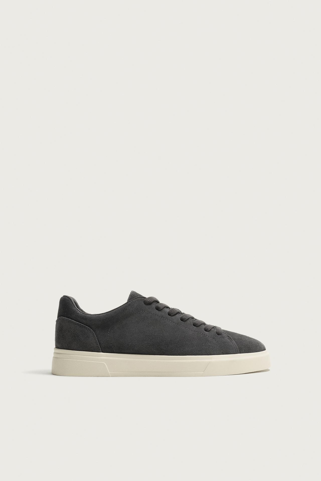 LEATHER SNEAKERS — Gray
