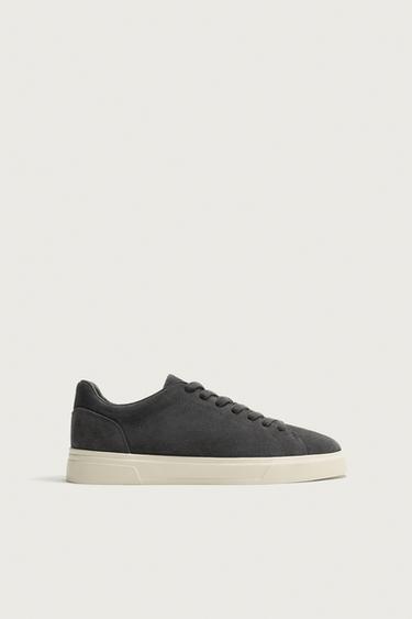 Zara LEATHER SNEAKERS - Gray