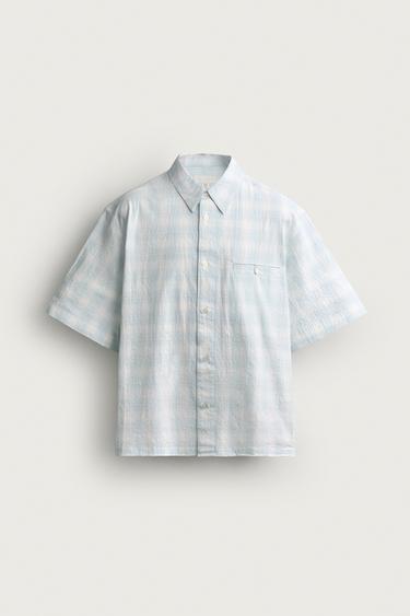 CHECK DENIM SHIRT - Sky blue by Zara