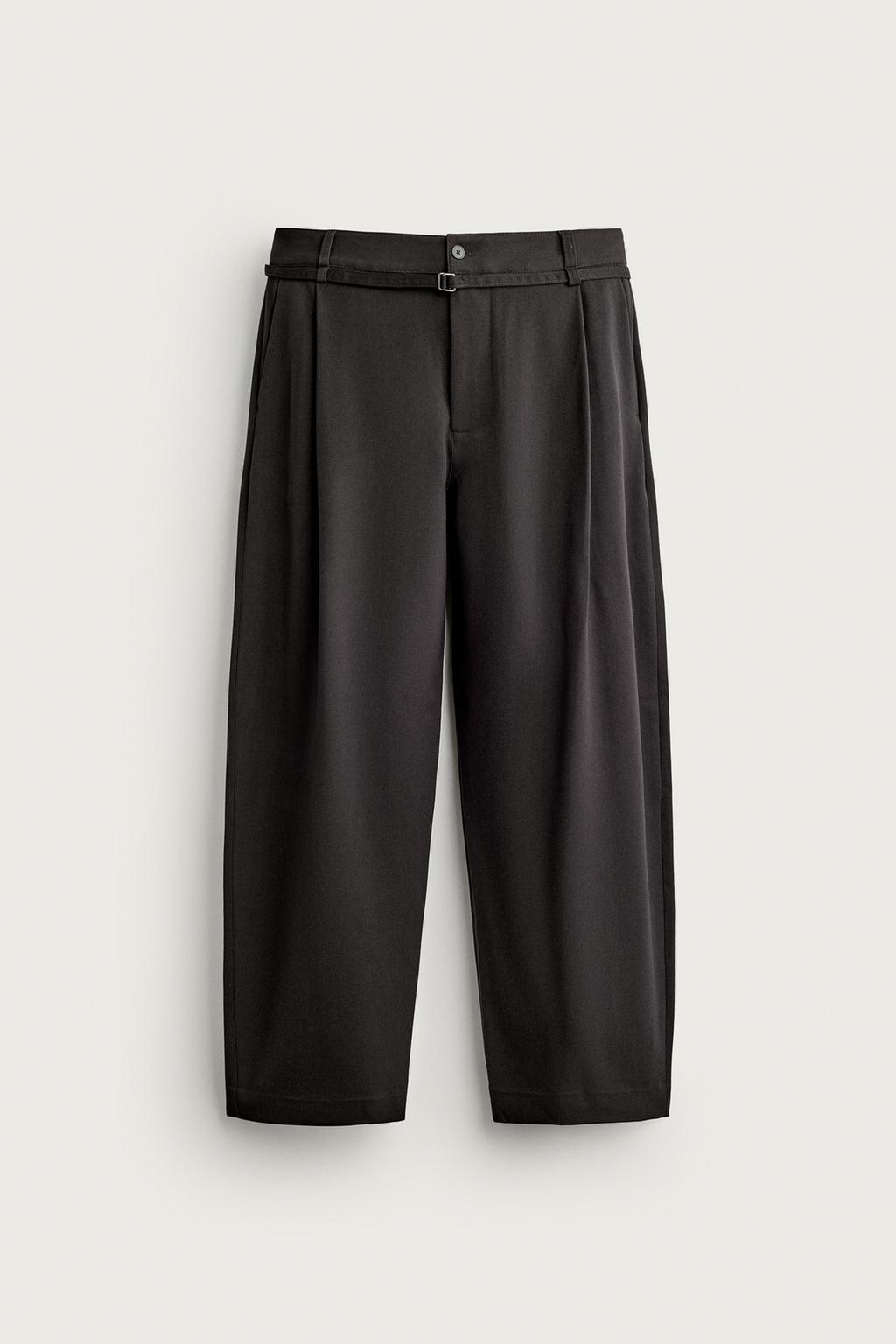 BALLOON FIT TROUSERS WITH PLEATED BELT
