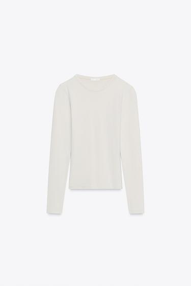 تيشيرت بأكمام طويلة - صخري by Zara