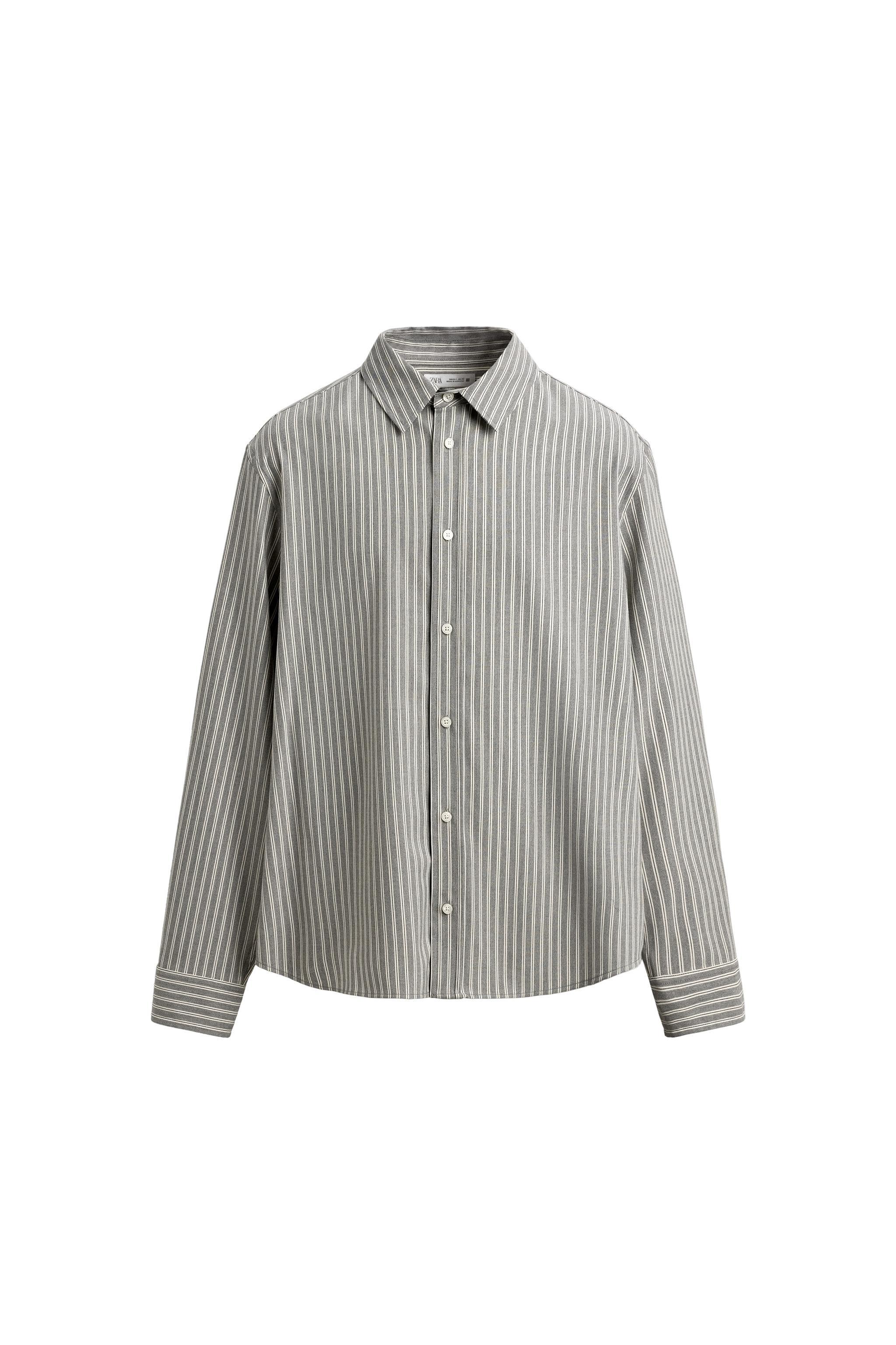 RELAXED FIT STRIPED SHIRT - Gray | ZARA United States