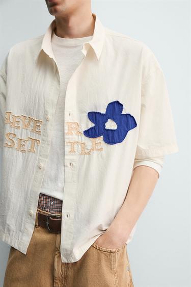 RELAXED FIT SHIRT WITH PATCHES - Ecru by Zara - Image 4