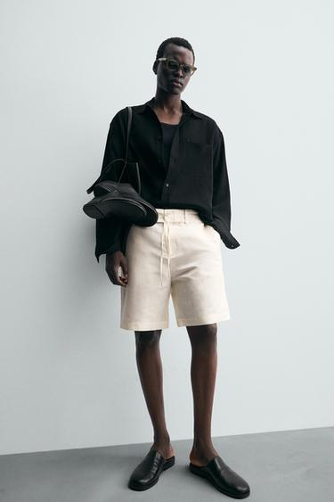 BERMUDA SHORTS WITH CORD - Oyster-white by Zara - Image 5